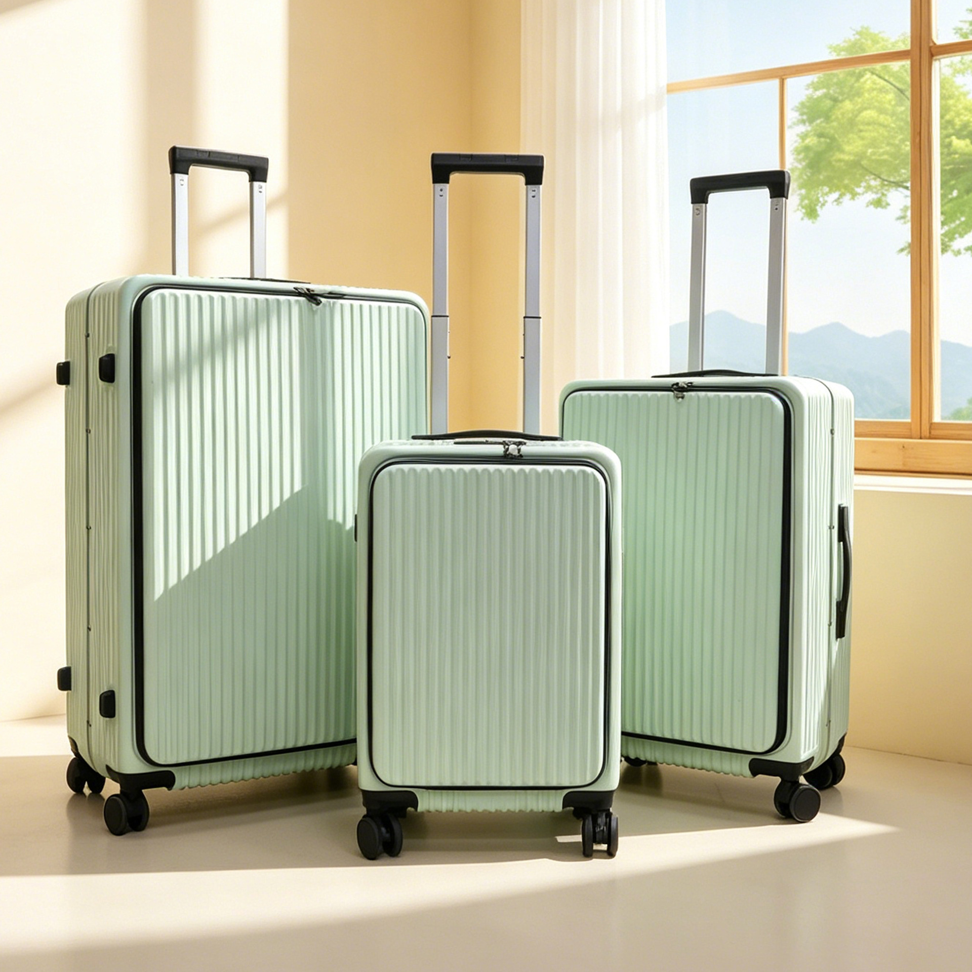 20/24/28 inch aluminum frame front-opening travel suitcase, large capacity trolley case, universal wheels, silent luggage.
