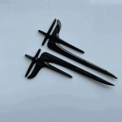 Car logo E260L emblem, E200L lettering - standard-mercedes-benz-e-class-angel-wing-extended-emblem-black-emblem-pair-original-car-size