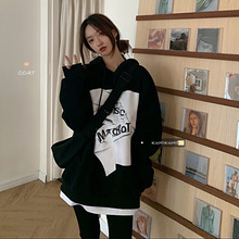 ins超火卫衣女秋冬假两件连帽加绒加厚外套韩版潮学生宽松上衣服