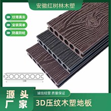 在线压纹wpc塑木地板室外圆孔wpc生态板户外塑木地板二代3d压花