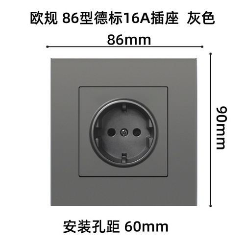 Foreign trade type 86 European standard wall power socket panel European European standard German style 16A German standard round hole panel socket