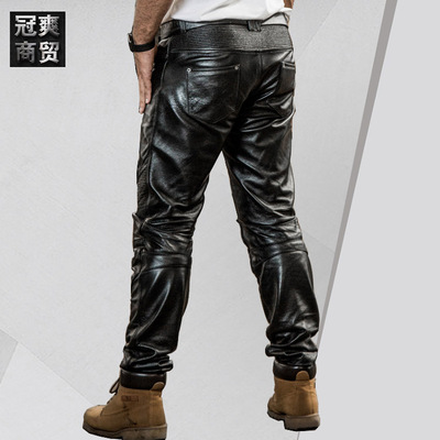 HARLEY ANGEL加厚真皮皮褲男 可安裝護具機車休閑頭層黃牛皮褲子