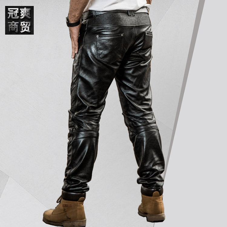 HARLEY ANGEL加厚真皮皮褲男 可安裝護具機車休閑頭層黃牛皮褲子