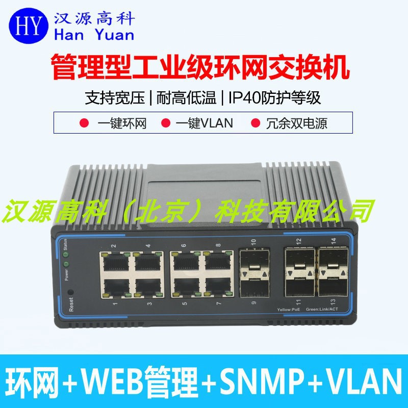 6光8电网管型工业级以太网交换机一纤环通千兆8光8电工业级交换机