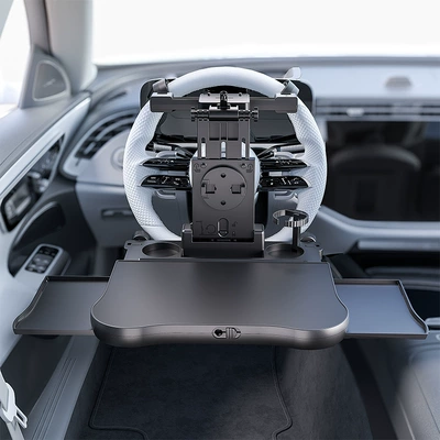 table, car steering wheel, rear: Car table board - a08-retractable-drawer-model-steering-wheel-no-anti-slip-mat