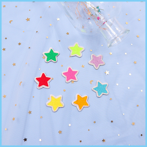 Huichenming Colorful Star Patch Sticker Handbook Cute Cartoon DIY Embroidery Cloth Sticker Children's Clothing Decoration Sticker