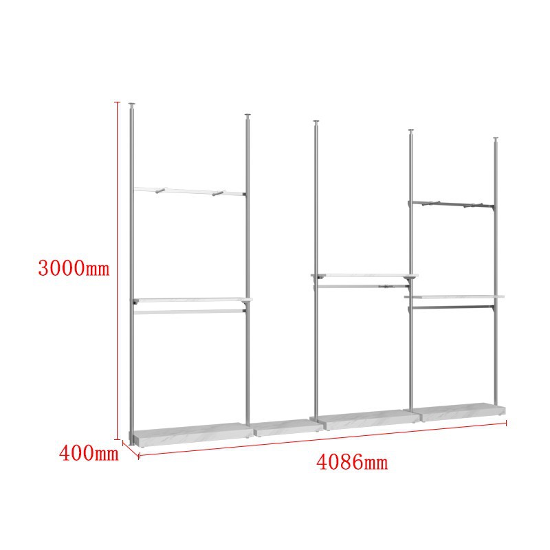 Acero inoxidable Tianzhu tienda de ropa estante de exhibición estante de exhibición tipo piso simple elevación de pared superior armario de prendas de hombre