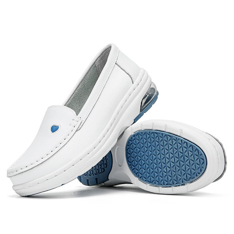 Zapatos de enfermera de piel de vaca, suela suave de cuero, pies transpirables, no cansados, hospital, clínica, salón de belleza, zapatos de trabajo, zapatos de mujer de primavera en stock