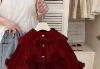 Single piece W26 red shawl tie cardigan