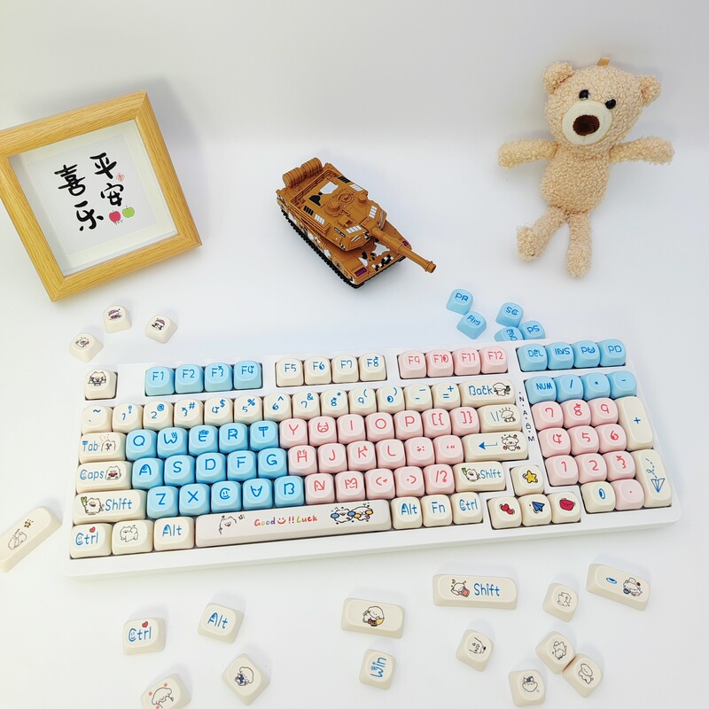 Cute puppy MOA height key cap PBT sublimation customized key cap personality small full set of mechanical keyboard key cap Cute puppy MOA height key cap PBT sublimation customized key cap personality small full set of mechanical keyboard key cap