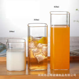 厂家批发耐热方形玻璃杯水杯高硼硅咖啡杯茶杯高颜伴手礼杯子定购