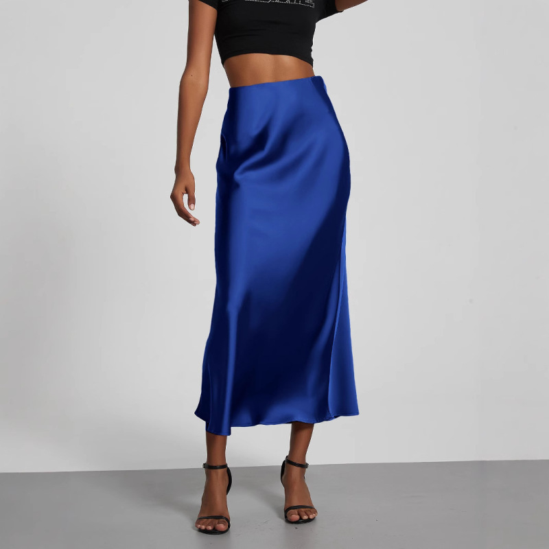 Cross-Border Women's Clothing Wholesale, European and American Style, Large Skirt, Elegant, Silky Texture, Satin Skirt, Slimming and Smooth