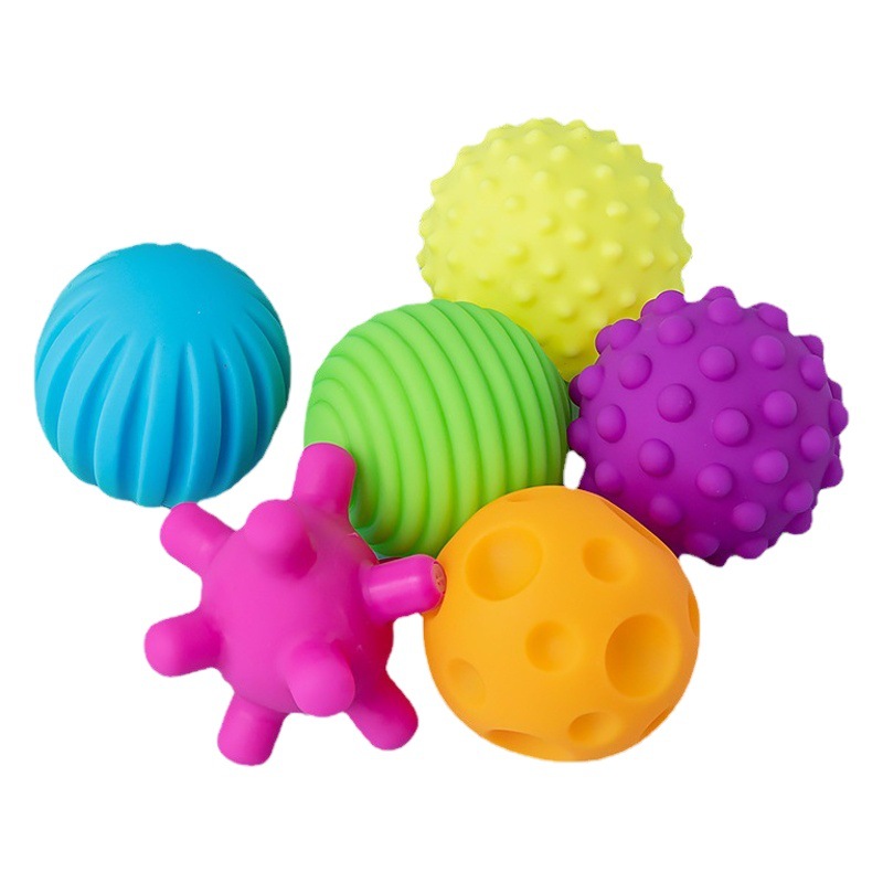 La mano del bebé juguete de la bola de Manhattan niños de goma suave toque masaje percepción táctil vinilo educativo baño infantil