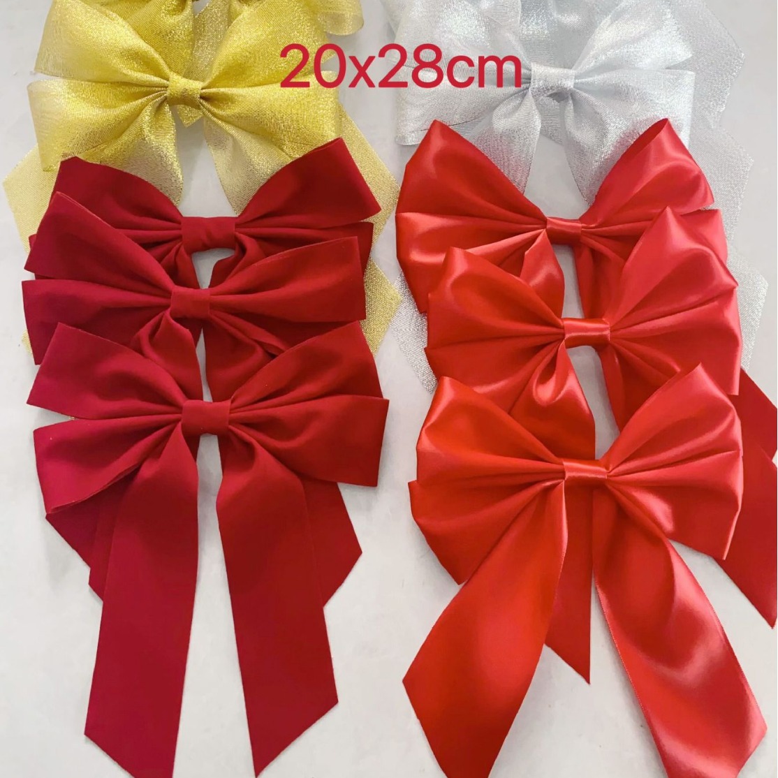 圣诞蝴蝶结 金色银色红色 出货快 品质好20X28CM 现货秒发 跨境