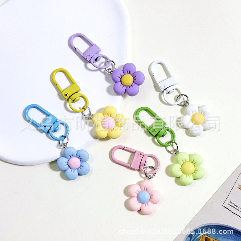 カラフルな花樹脂キーホルダーバッグペンダント学生スクールバッグペンダントガールガールフレンド漫画小さなギフトアクセサリー|undefined
