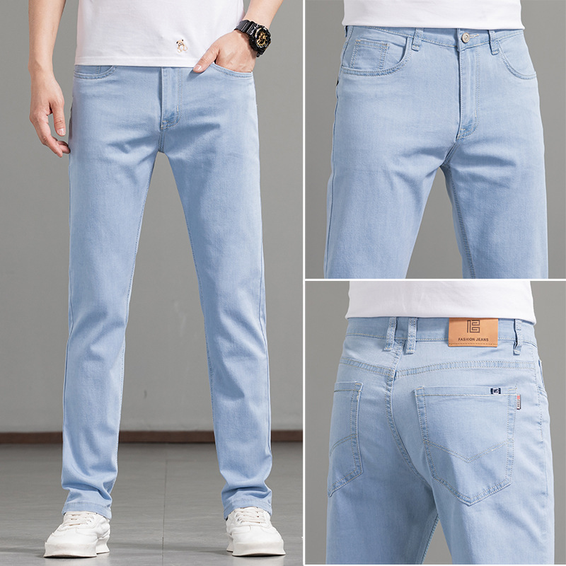 Jeans Men's Straight Slim-fit Korean Men's Casual Slim-fit Youth Trendy All-match Trendy Trousers