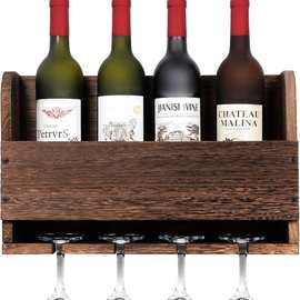 挂墙式木质红酒架倒挂高脚杯墙上酒架酒杯收纳整理餐厅墙上装饰