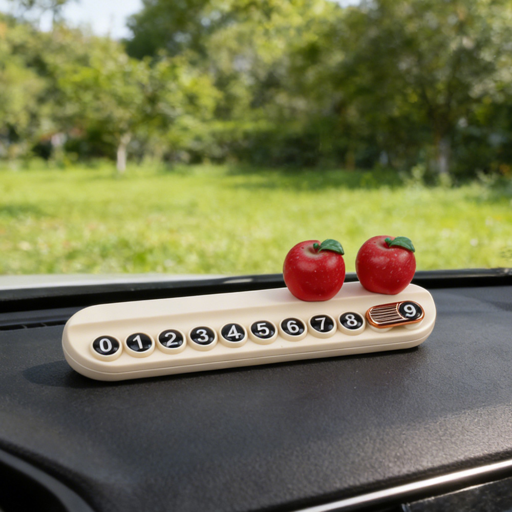 Tarjeta telefónica de movimiento de automóviles, tarjeta de estacionamiento temporal, decoración de automóviles de frutas personales, adornos de litchi