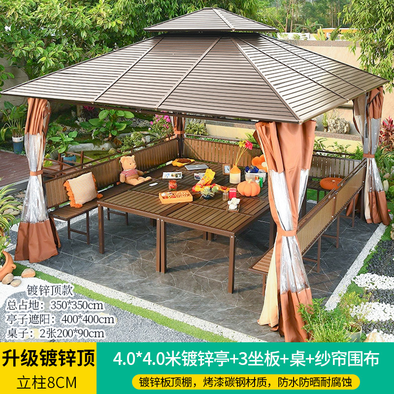 Pabellón al aire libre techo galvanizado pabellón tienda de campaña villa patio jardín terraza punto escénico ocio sombrilla gran cobertizo