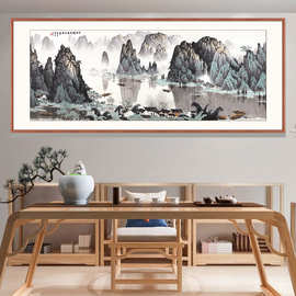 西墙客厅中式风挂画背有靠山 名家字画真迹横幅水墨桂林风景画