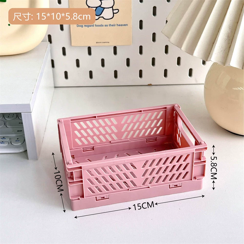 Foldable plastic storage box, table organizer 25.4×16.6×2.1 cm, lightweight multipurpose