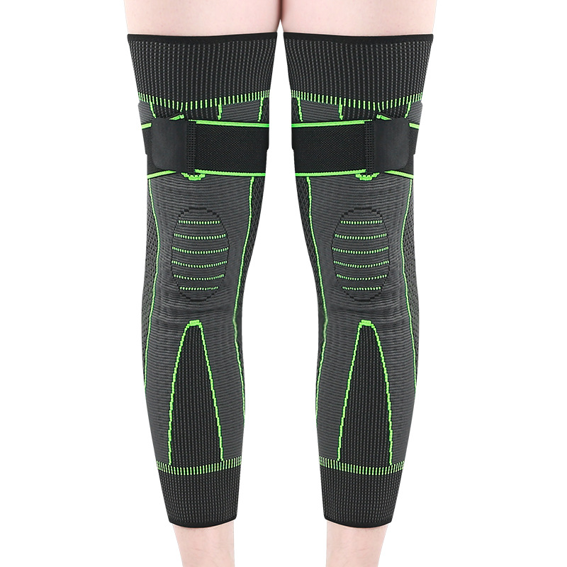 Venta al por mayor con cordones rodillera extendida para hombres y mujeres deportes rodilla conjunta manga protectora pierna soporte autocalentamiento cálido a prueba de frío