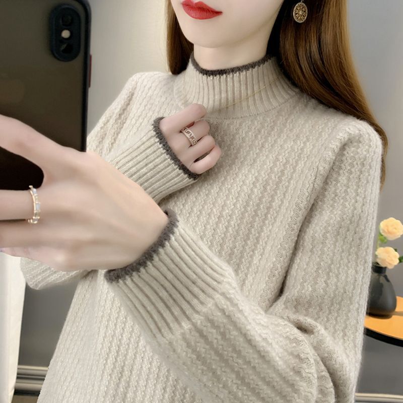 Half Turtleneck Autumn and Winter Thickened New Style Inner Wear Women's Loose Bottoming Sweater Women's Winter Wear