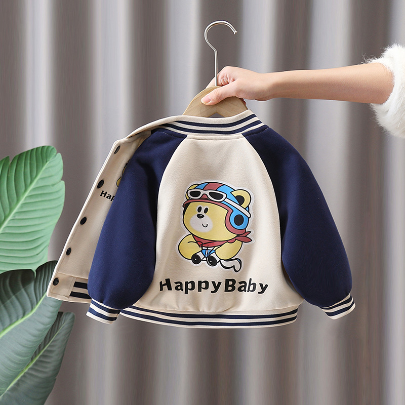 7629 chaqueta de uniforme de béisbol para niños ropa de primavera y otoño 2025 nueva chaqueta de dibujos animados para niños de estilo occidental ropa de red de primavera