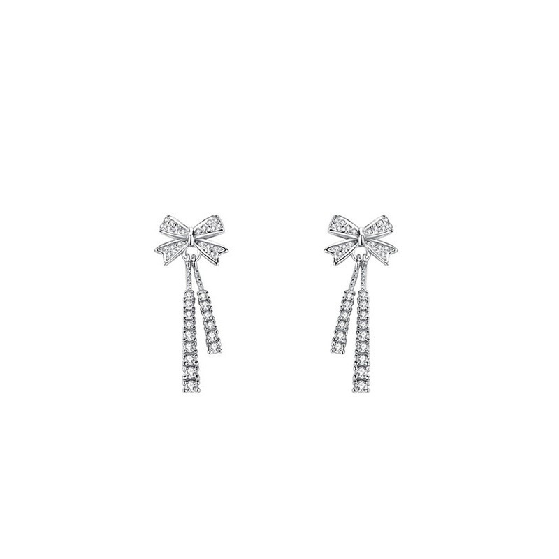 Orecchini a lobo a forma di fiocco in argento puro 999_voghion.com