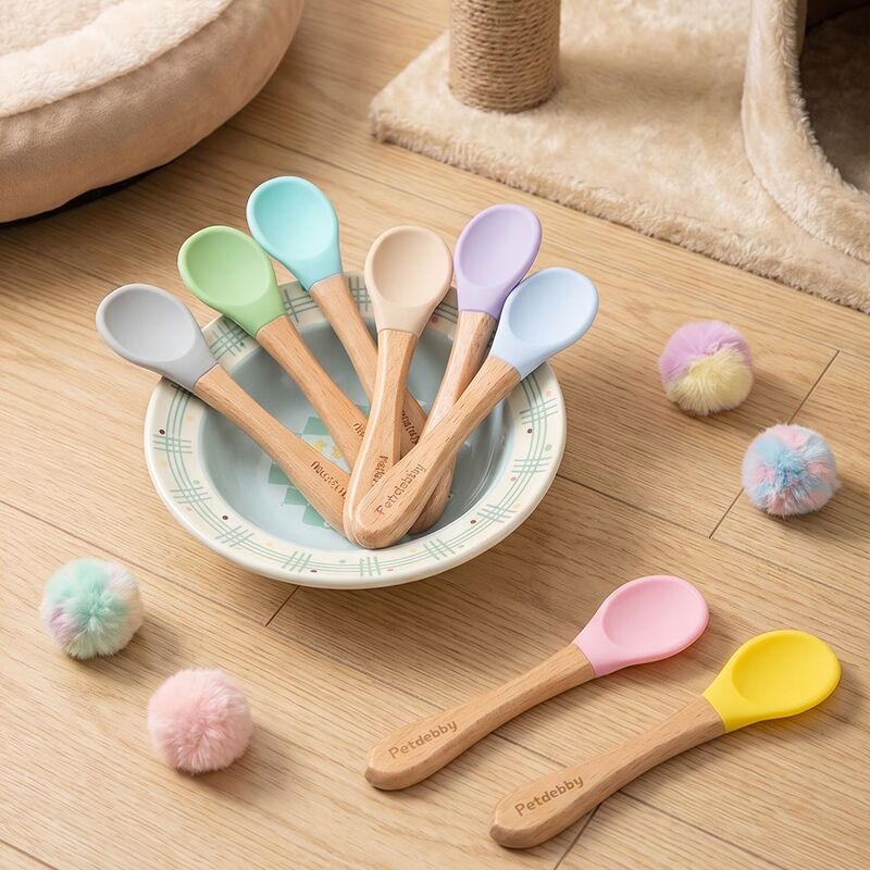 Pet Spoon, Can Spoon, Silicone Spoon, Rice Mixing Spoon, Wooden Handle Feeding Spoon, Cat and Dog Bowl, Tableware, Cat Bowl, Dog Bowl Pet Spoon, Can Spoon, Silicone Spoon, Rice Mixing Spoon, Wooden Handle Feeding Spoon, Cat and Dog Bowl, Tableware, Cat Bowl, Dog Bowl