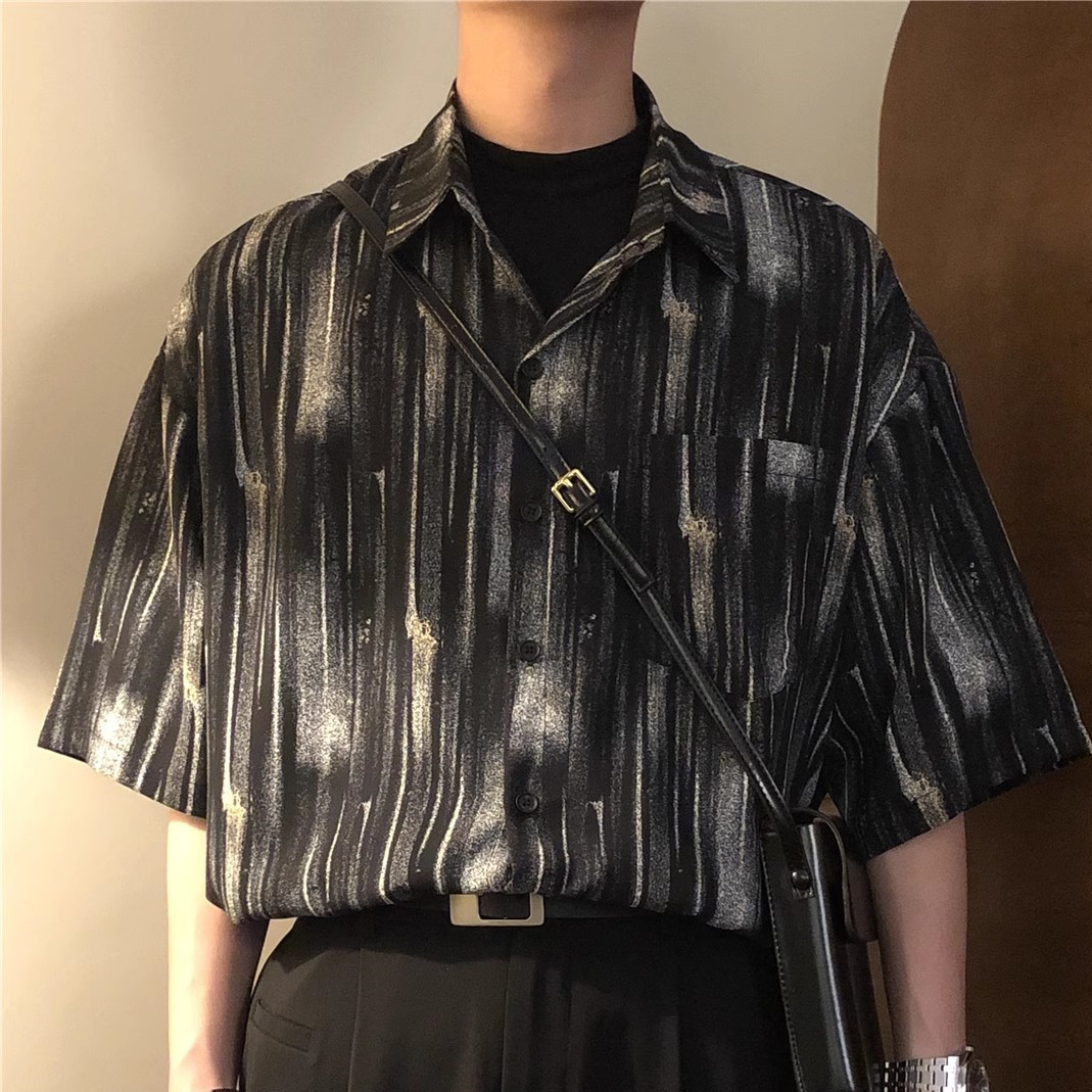 Holiday Shirt Hawaiian Short-sleeved Floral Shirt Men's Summer Cool Retro plus size Loose Shirt Jacket Trendy Brand