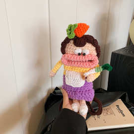 儿童包秋冬新款可爱娃娃萝卜头手工针织包洋气女童毛线斜挎包外贸