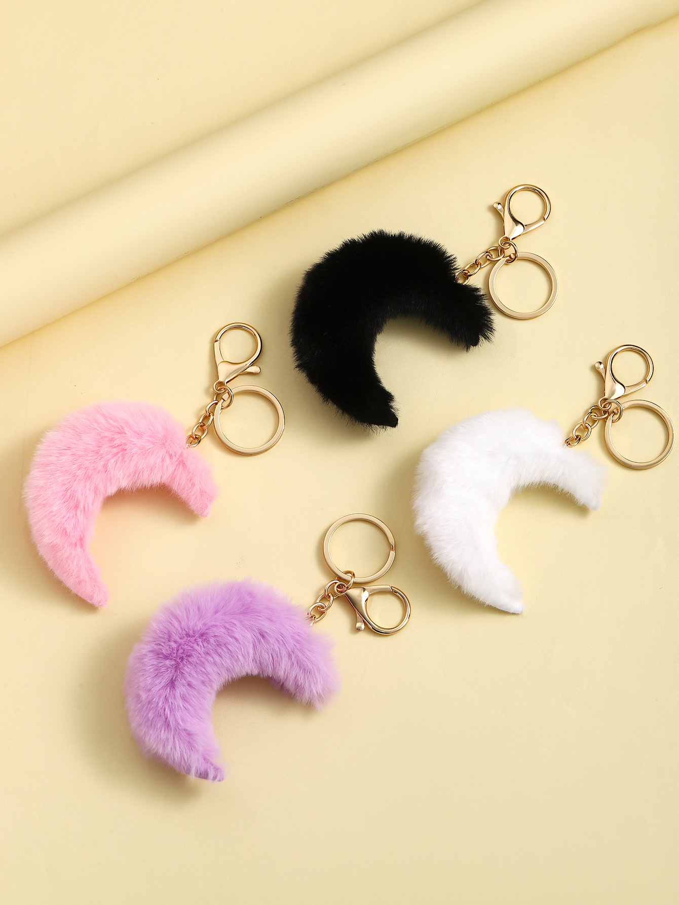 Daily Occasion Cute Moon Imitation Fur Unisex Keychain