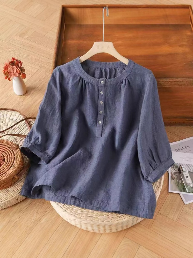 Retro summer cotton shirt