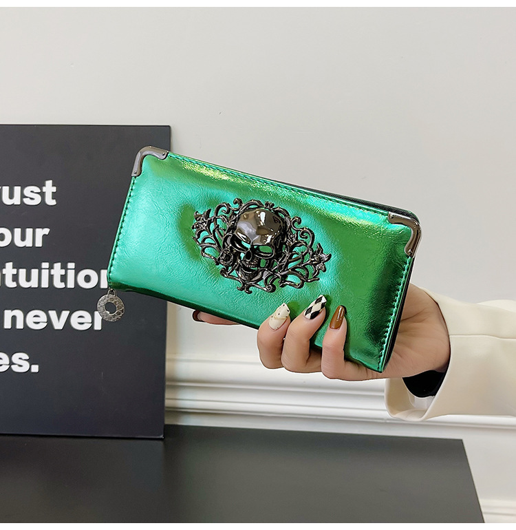 2024 neue Schädel Mode personalisierte lange Damen Brieftasche Punk Herren Handtasche Handytasche_voghion.com