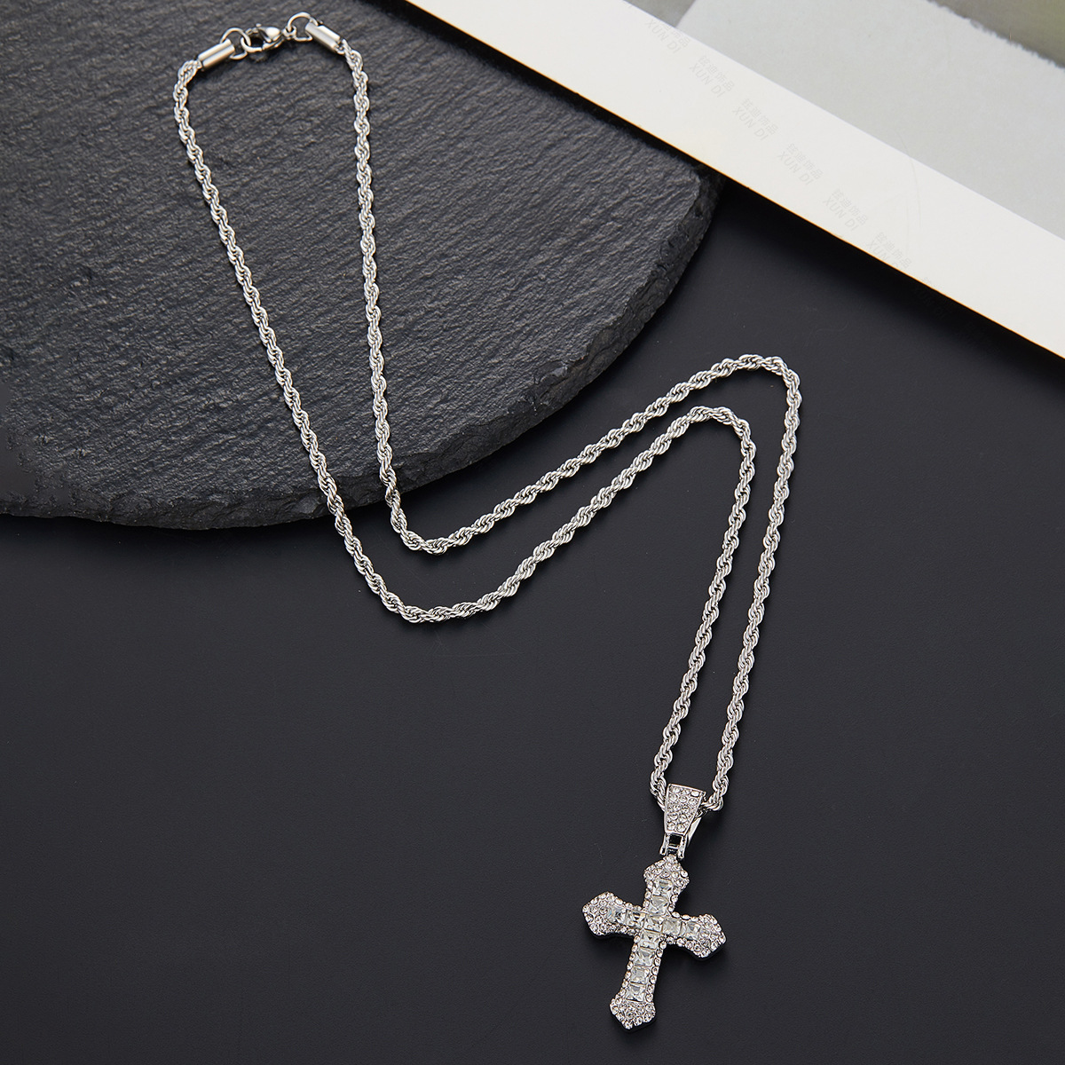 Hip-hop Cross Stainless Steel Alloy Plating Inlay Rhinestones Men's Pendant Necklace display picture 6