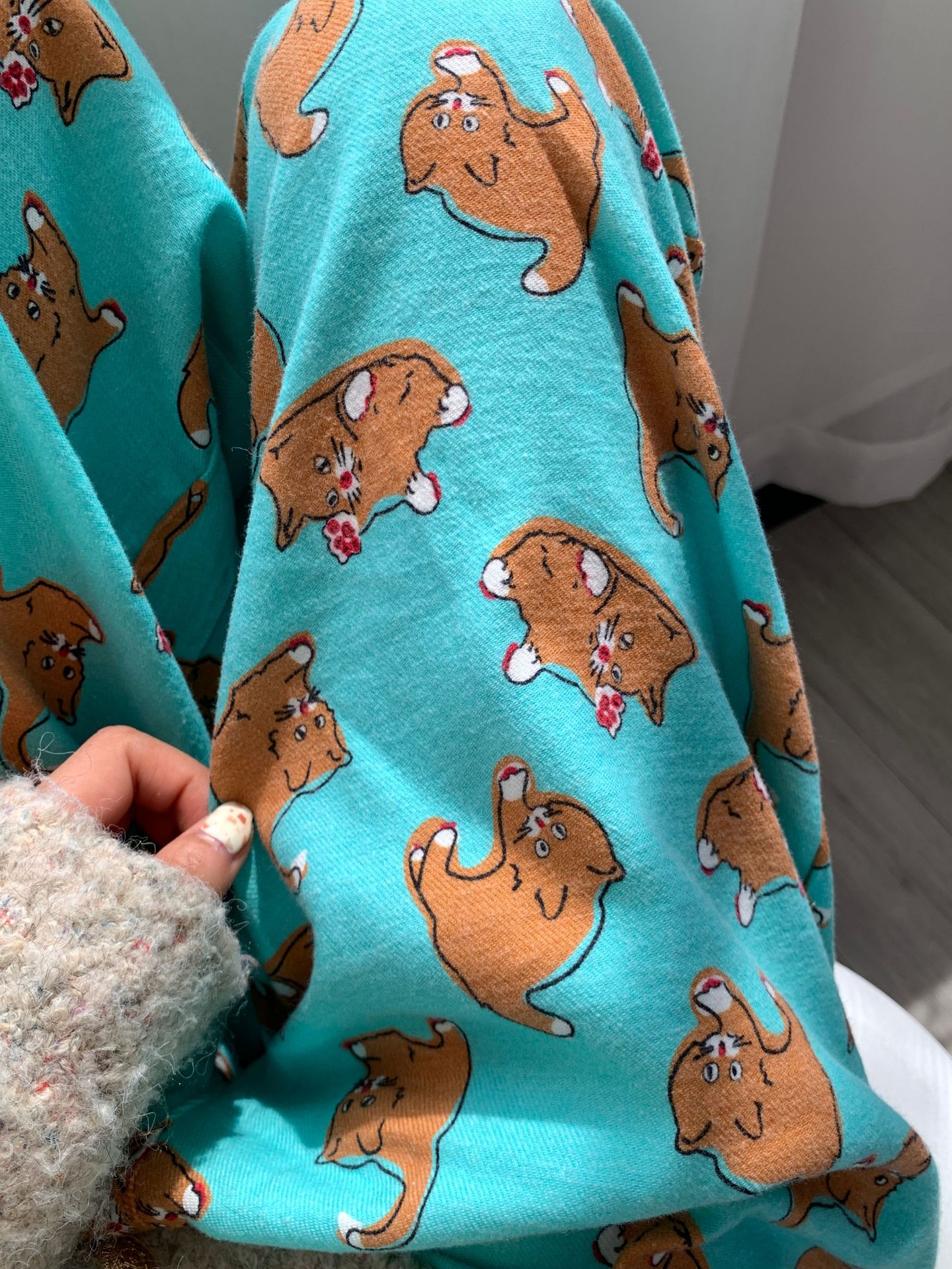 Pijamas sueltos de cereza de manzana de algodón cepillado, pantalones lindos para el hogar