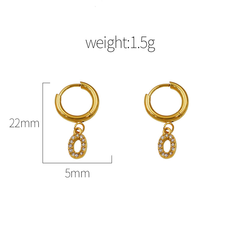 Diamond-studded Number 0 Earring