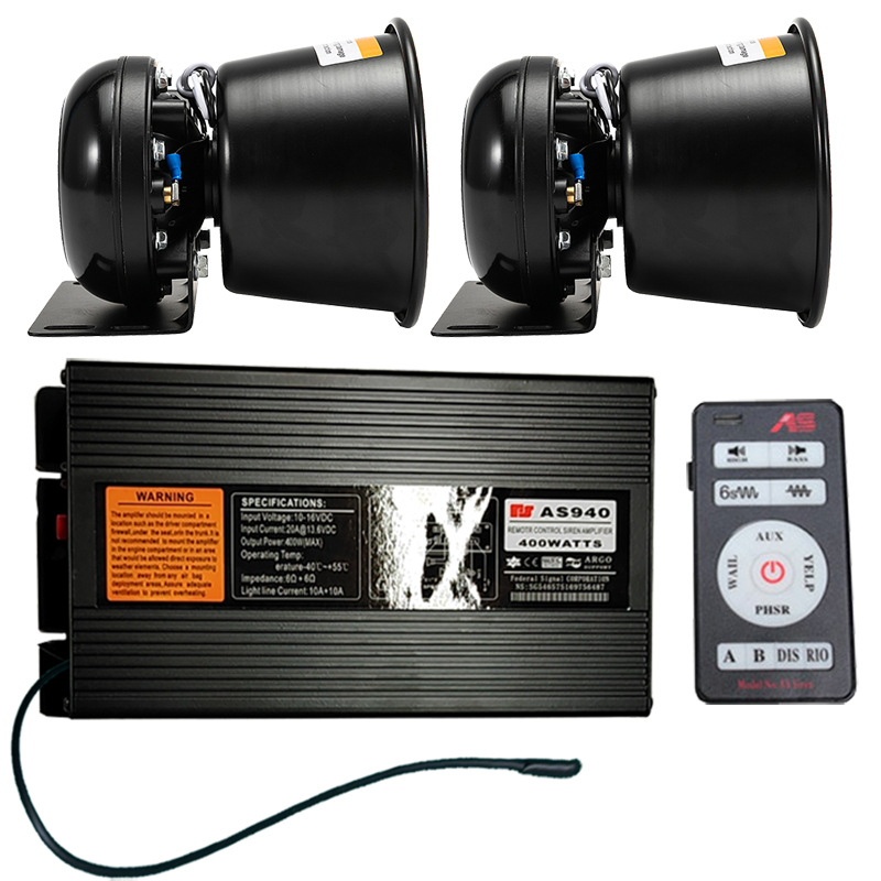 Car-mounted wireless alarm system, 400W high-power loudspeaker, high-frequency amplifier, AS940F + Black Falcon speaker
