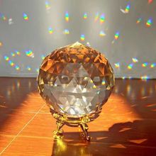 新款透明水晶實心水晶單平球玻璃折射光源裝飾球