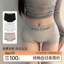 平角内裤女纯棉10A抑菌加长裆中腰运动风透气舒适超大码宽松跨境