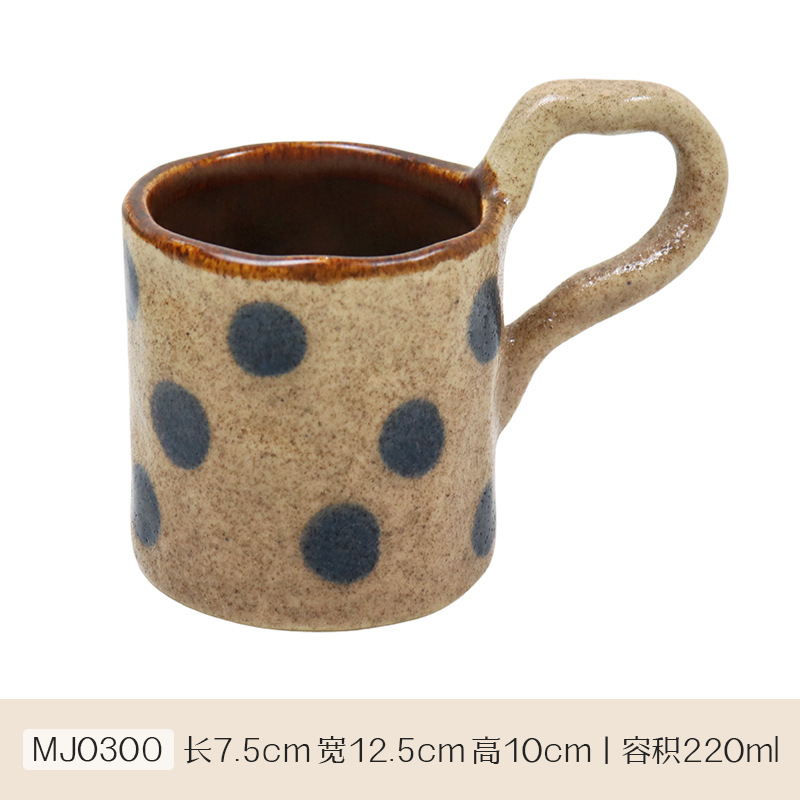 Meijiahui cuadrícula negra y blanca mano cerámica taza de café de alta calidad retro nicho wave point latte taza de menú