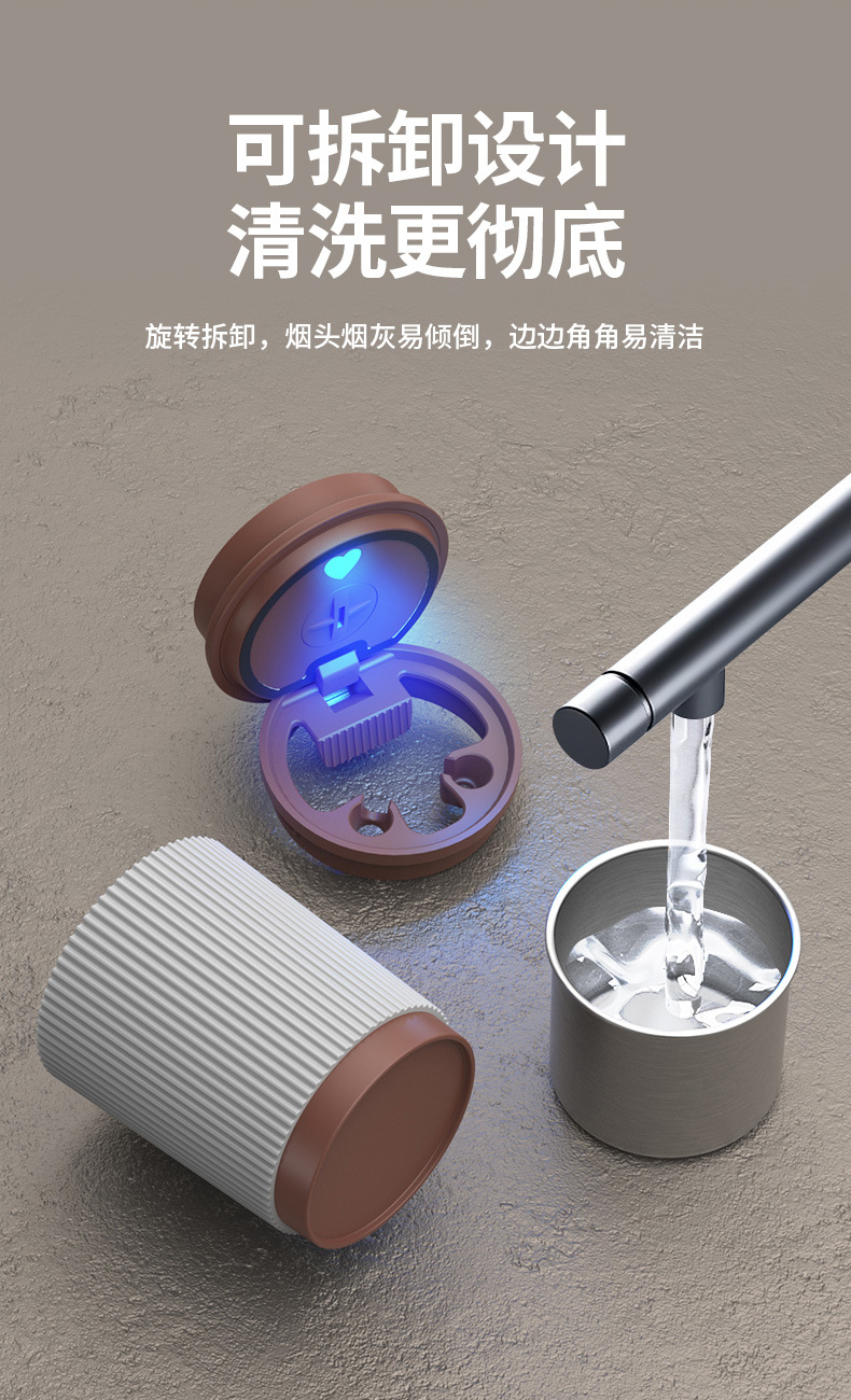 New Car Ashtray with Stainless Steel Liner Inside the Car, Anti-Fly Ash, High-End Led Light with Cover, Car Ashtray