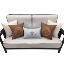 新中式现代红木沙发抱枕皮革刺绣抱枕家居软装样板间客厅沙发抱枕