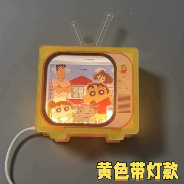 Yellow lightweight crayons with light, TV, night light