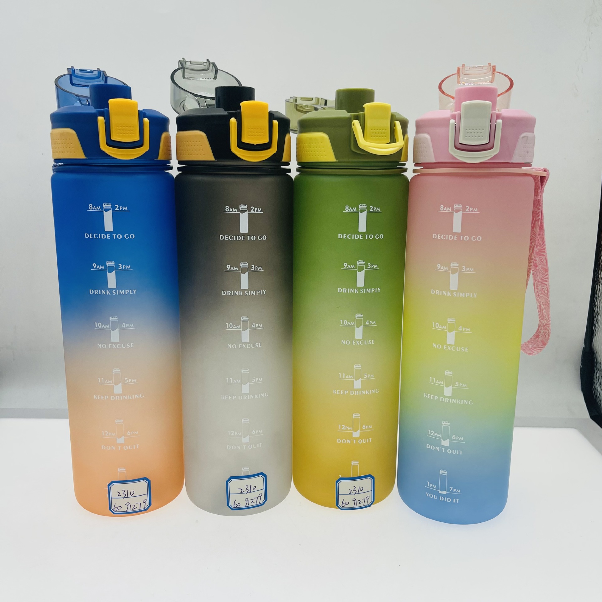 Gradiente esmerilado taza 2310 verano nueva taza de plástico 1000ml rebote deportes hervidor mujer fitness al aire libre