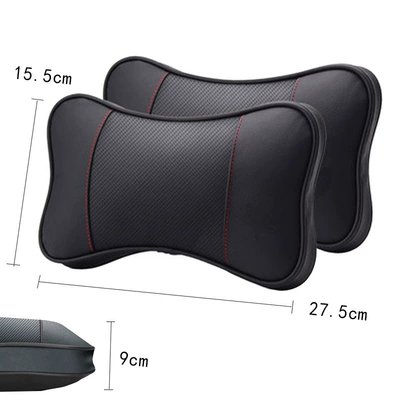 Genuine Leather Car Headrest, Neck Headrest - 302-black-red-line-1-three-dimensional-interlayer-2751559