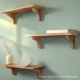 跨境实木一字隔板美式木质墙上置物架客厅玄关卧室墙壁盆栽置物架