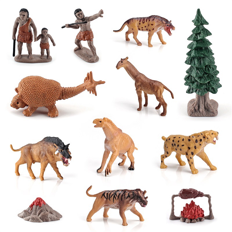 Simulación amazónica animal prehistórico modelo humano primitivo niño cognición de tiempos antiguos escenas de vida decoración