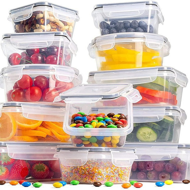 Set di 24 contenitori per alimenti in plastica senza BPA - Organizzatori da cucina in PP adatti a microonde e congelatore (impilabili e lavabili in lavastoviglie, inclusi coperchi)_voghion.com